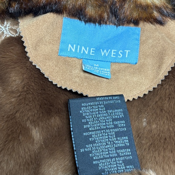 jacket NINE WEST faux suede & fur vintage Y2K embroidered pockets! cropped vegan - Picture 9 of 16